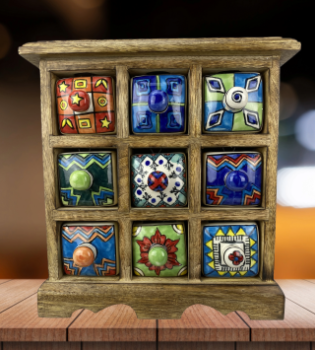 Kleinkommode mit 9 Keramikschubladen